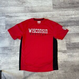 Campus Heritage Wisconsin Badgers‎ Mens Large Red Black Performance T-Shirt NCAA